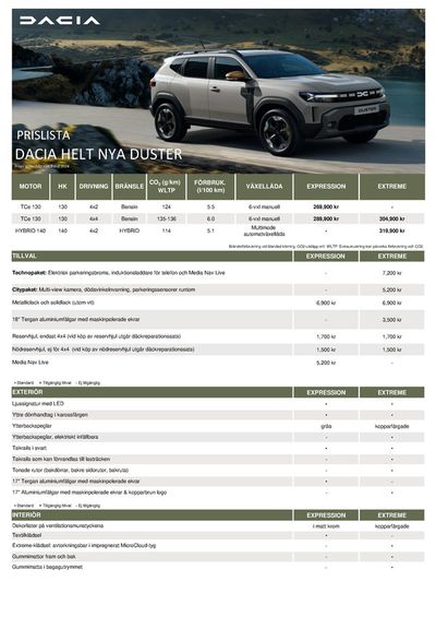 Erbjudanden av Bilar och Motor i Landskrona | Dacia Helt nya Duster - Prislista de Dacia | 2024-05-08 - 2024-05-22