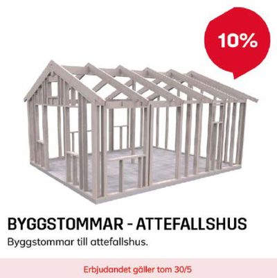 Erbjudanden av Bygg och Trädgård i Borås | Hasta 10% byggstommar - attefallshaus ! de Byggmax | 2024-05-08 - 2024-05-30