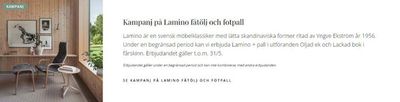 Erbjudanden av Möbler och Inredning i Uppsala | Kampanj på Lamino fåtölj och fotpall de Vålamagasinet | 2024-05-09 - 2024-05-31
