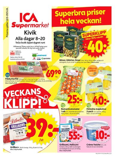 ICA Supermarket-katalog i Sankt Olof | ICA Supermarket Erbjudanden | 2024-05-13 - 2024-05-19