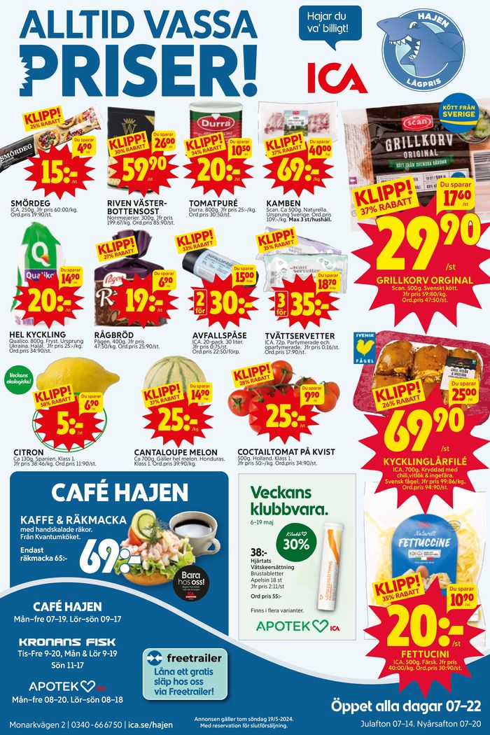 ICA Hajen Lågpris-katalog i Varberg | ICA Hajen Lågpris reklamblad | 2024-05-13 - 2024-05-27