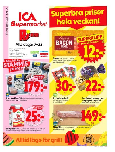 Erbjudanden av Matbutiker i Rimbo | ICA Supermarket Erbjudanden de ICA Supermarket | 2024-05-20 - 2024-05-26