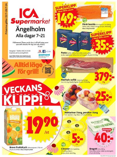 Erbjudanden av Matbutiker i Ängelholm | Attraktiva specialerbjudanden för alla de ICA Supermarket | 2024-07-22 - 2024-07-28