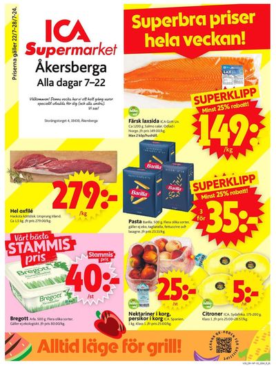 ICA Supermarket-katalog i Åkersberga | Top-deals för alla kunder | 2024-07-22 - 2024-07-28