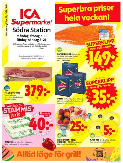ICA Supermarket-katalog i Stockholm | Fantastiska rabatter på utvalda produkter | 2024-07-22 - 2024-07-28