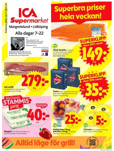ICA Supermarket-katalog i Lidköping | Rabatter och kampanjer | 2024-07-22 - 2024-07-28