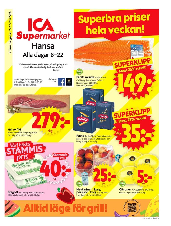ICA Supermarket-katalog i Malmö | Rabatter och kampanjer | 2024-07-22 - 2024-07-28