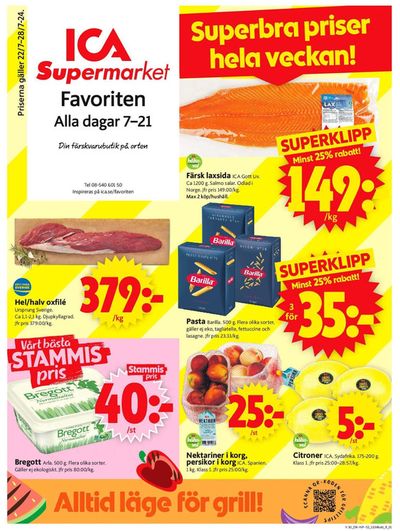 ICA Supermarket-katalog i Åkersberga | Fantastiska rabatter på utvalda produkter | 2024-07-22 - 2024-07-28