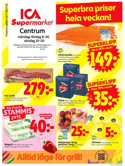 ICA Supermarket-katalog i Örnsköldsvik | Top-erbjudanden för sparrävar | 2024-07-22 - 2024-07-28