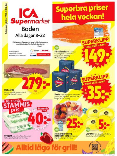 ICA Supermarket-katalog i Boden | Fantastiska rabatter på utvalda produkter | 2024-07-22 - 2024-07-28