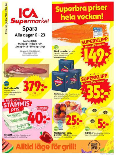 ICA Supermarket-katalog i Uddevalla | Attraktiva specialerbjudanden för alla | 2024-07-22 - 2024-07-28