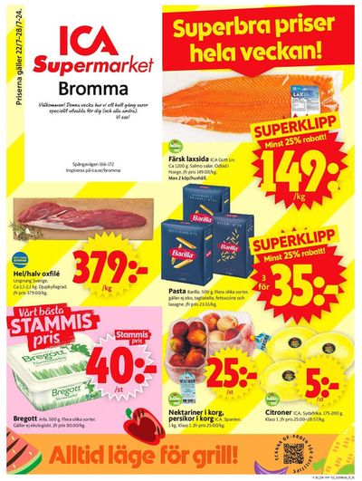 Erbjudanden av Matbutiker i Bromma | Attraktiva specialerbjudanden för alla de ICA Supermarket | 2024-07-22 - 2024-07-28