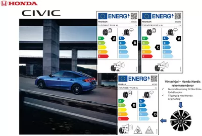 Erbjudanden av Bilar och Motor i Linköping | Honda Civic 5d däckmärkning augusti 2024 de Honda | 2024-08-28 - 2025-08-28