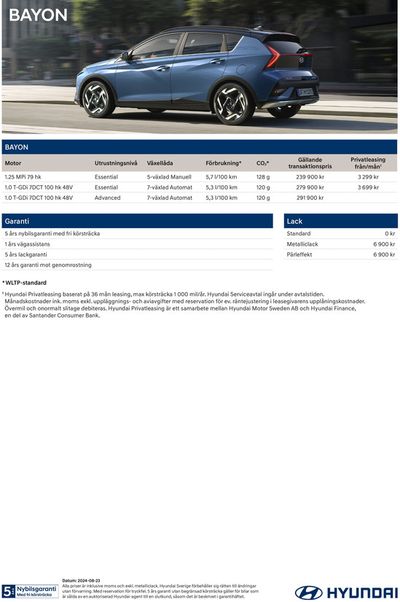 Hyundai-katalog i Haninge | Hyundai Prislista BAYON | 2024-09-11 - 2025-09-11