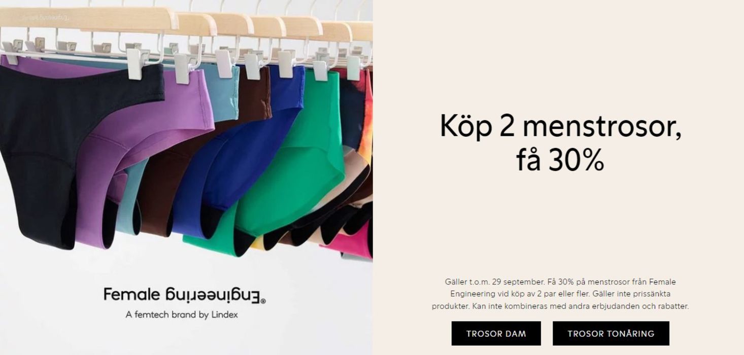 Lindex-katalog i Gustavsberg (Stockholm) | Köp 2 menstrosor få 30% | 2024-09-11 - 2024-09-29