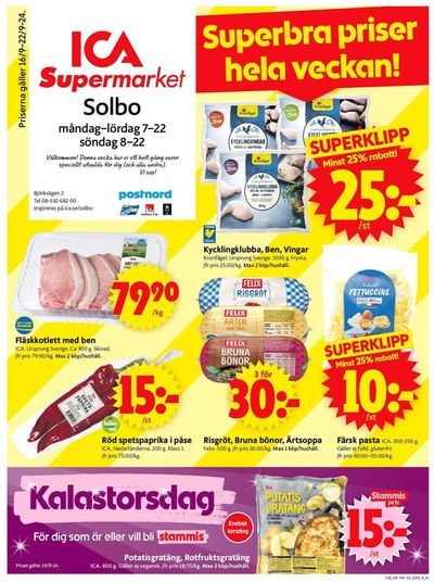 Erbjudanden av Matbutiker i Tumba | Exklusiva deals och fynd de ICA Supermarket | 2024-09-16 - 2024-09-22