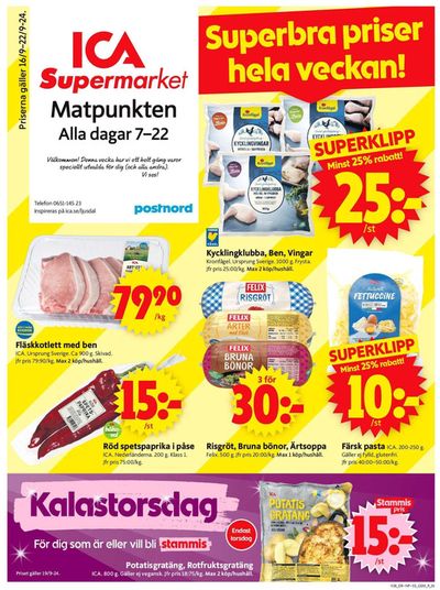 ICA Supermarket-katalog i Tallåsen | Top-deals och rabatter | 2024-09-16 - 2024-09-22