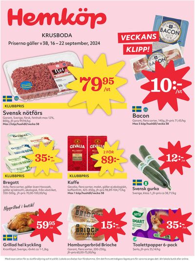 Hemköp-katalog i Kågeröd | Spara nu med våra deals | 2024-09-16 - 2024-09-22