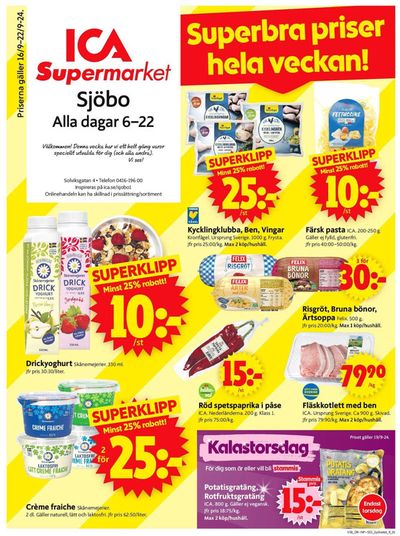 Erbjudanden av Matbutiker i Sjöbo (Skåne) | Attraktiva specialerbjudanden för alla de ICA Supermarket | 2024-09-16 - 2024-09-22