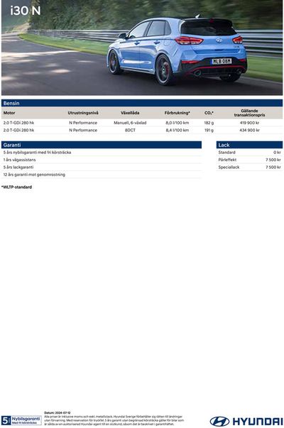 Hyundai-katalog i Fagersjö | Hyundai Prislista i30 N | 2024-09-19 - 2025-09-19