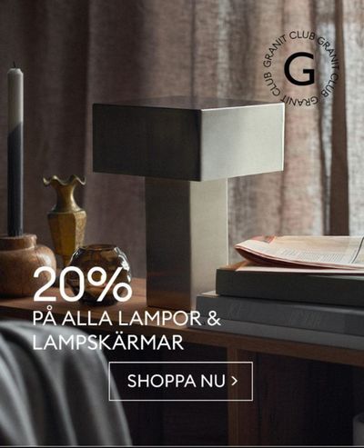 Granit-katalog i Jönköping | 20% på alla lampor & lampskärmar | 2024-09-19 - 2024-10-11