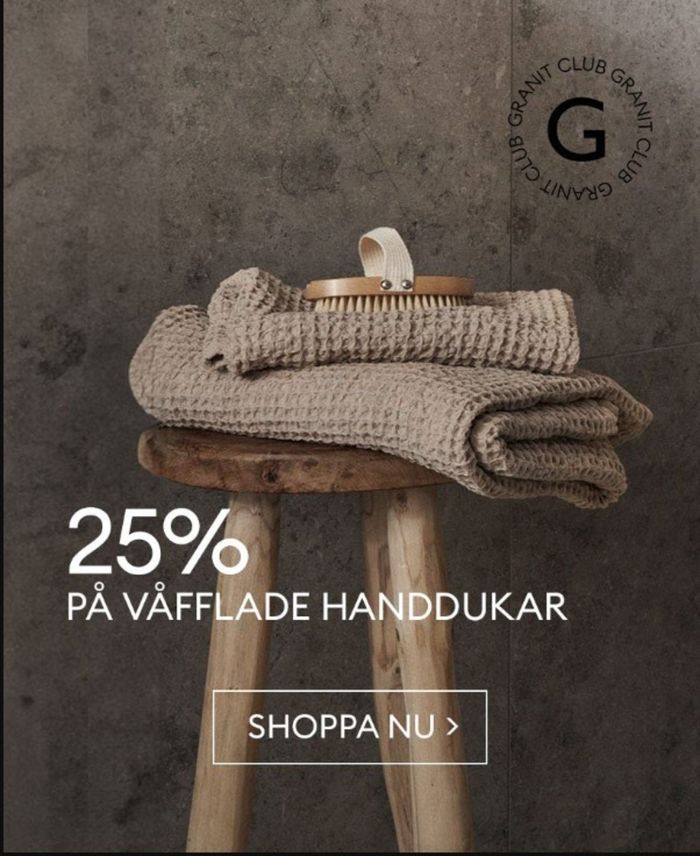 Granit-katalog i Jönköping | 25% på våfflade handdukar | 2024-09-19 - 2024-10-11