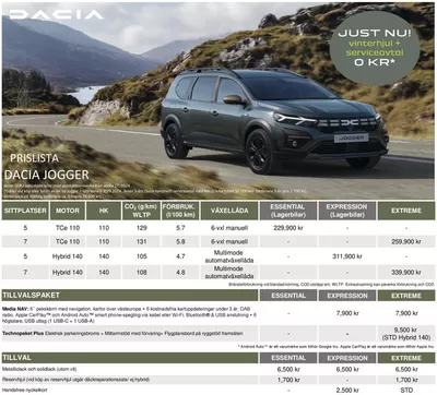 Dacia-katalog i Alvesta | Dacia Jogger - Prislista | 2024-11-01 - 2025-11-01