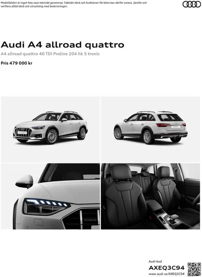 Erbjudanden av Bilar och Motor i Stockholm | Audi A4 allroad quattro de Audi | 2024-11-07 - 2025-11-07