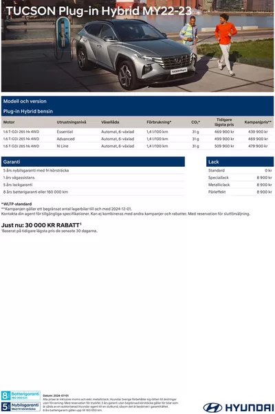 Erbjudanden av Bilar och Motor i Kristinehamn | Hyundai Prislista TUCSON Plug-in Hybrid MY23 de Hyundai | 2024-11-15 - 2025-11-15