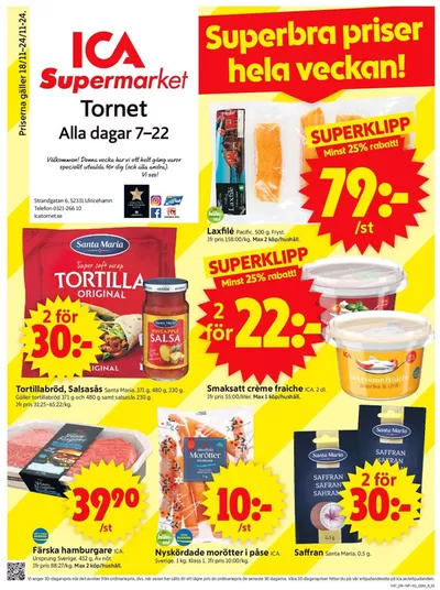 ICA Supermarket-katalog i Ulricehamn | Top-erbjudanden för sparrävar | 2024-11-16 - 2024-11-30