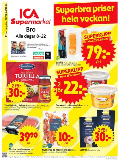 ICA Supermarket-katalog i Bro | Top-erbjudanden för sparrävar | 2024-11-17 - 2024-12-01