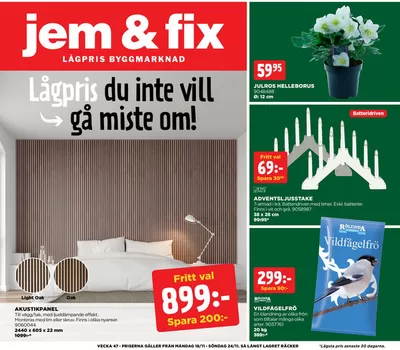 Erbjudanden av Bygg och Trädgård i Söderhamn | Jem&Fix reklamblad de Jem&Fix | 2024-11-17 - 2024-11-24