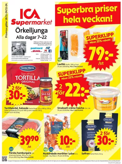 ICA Supermarket-katalog i Perstorp | Top-erbjudanden för sparrävar | 2024-11-18 - 2024-11-24