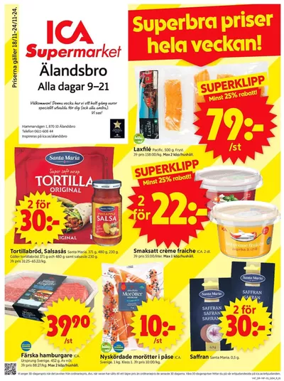 ICA Supermarket-katalog i Älandsbro | Nya erbjudanden att upptäcka | 2024-11-18 - 2024-11-24