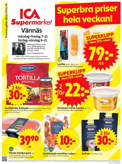 ICA Supermarket-katalog i Vännäs | Exklusiva deals för våra kunder | 2024-11-18 - 2024-11-24