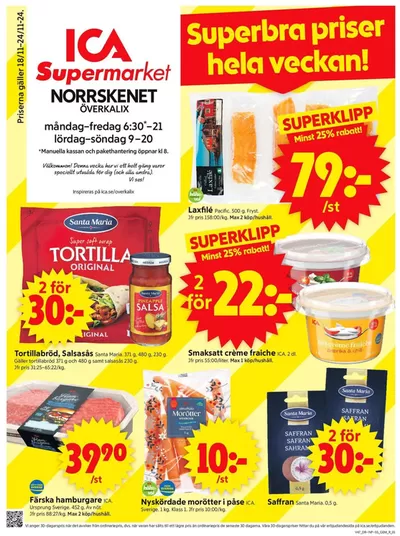 ICA Supermarket-katalog i Överkalix | Exklusiva deals för våra kunder | 2024-11-18 - 2024-11-24