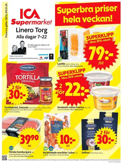 ICA Supermarket-katalog i Löddeköpinge | Top-erbjudanden för sparrävar | 2024-11-18 - 2024-11-24