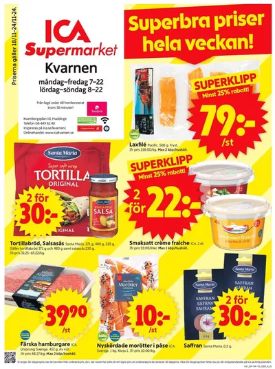 ICA Supermarket-katalog i Södertälje | Attraktiva specialerbjudanden för alla | 2024-11-18 - 2024-11-24