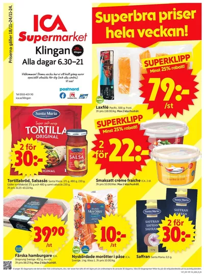 ICA Supermarket-katalog i Grums | Fantastiskt erbjudande för alla kunder | 2024-11-18 - 2024-11-24