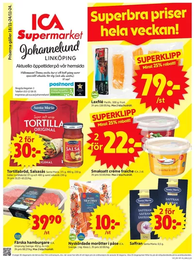 ICA Supermarket-katalog i Linköping | Exklusiva deals för våra kunder | 2024-11-18 - 2024-11-24