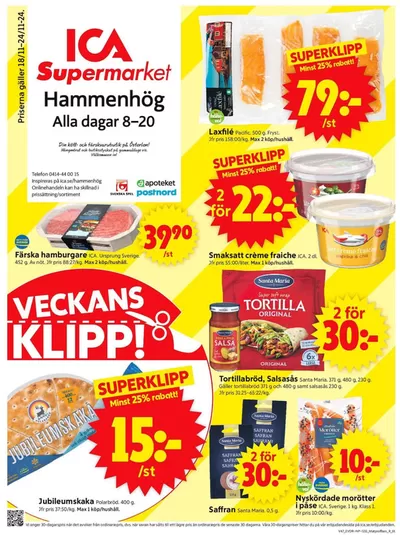 ICA Supermarket-katalog i Hammar (Skåne) | Top-deals och rabatter | 2024-11-18 - 2024-11-24