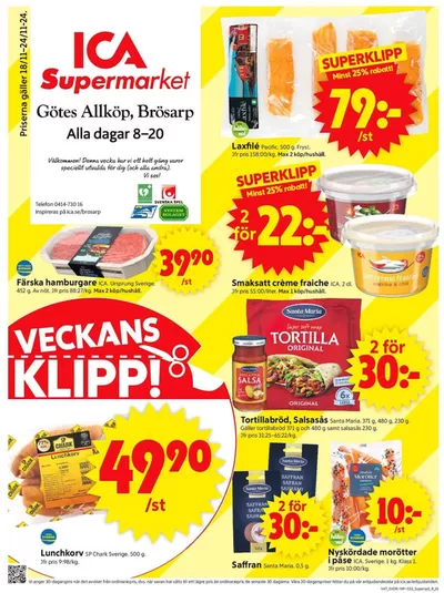 ICA Supermarket-katalog i Degeberga | Top-erbjudanden för sparrävar | 2024-11-18 - 2024-11-24