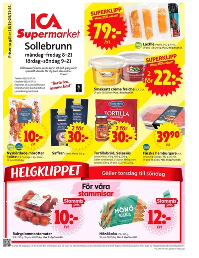 ICA Supermarket-katalog i Alingsås | Top-erbjudanden för sparrävar | 2024-11-18 - 2024-11-24