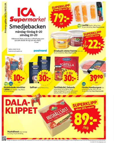 ICA Supermarket-katalog i Smedjebacken | Top-deals och rabatter | 2024-11-18 - 2024-11-24