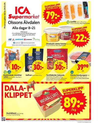 ICA Supermarket-katalog i Älvdalen | Fantastiskt erbjudande för alla kunder | 2024-11-18 - 2024-11-24