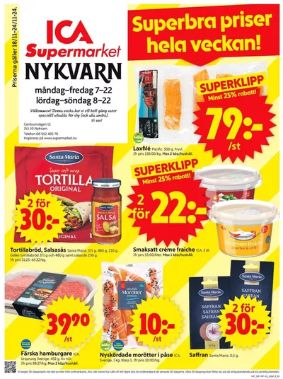 ICA Supermarket-katalog i Södertälje | Top-erbjudanden för alla fyndjägare | 2024-11-18 - 2024-11-24