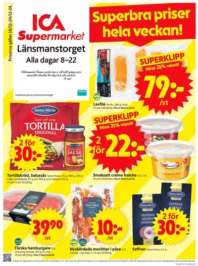 ICA Supermarket-katalog i Hagen | Stort urval av erbjudanden | 2024-11-18 - 2024-11-24