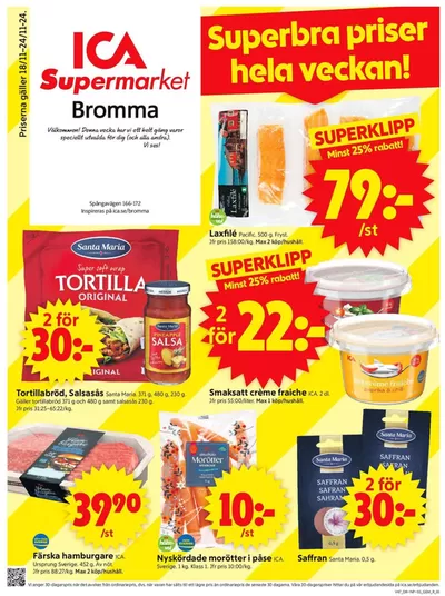 ICA Supermarket-katalog i Drottningholm | Top-deals och rabatter | 2024-11-18 - 2024-11-24