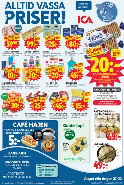 Erbjudanden av Matbutiker i Varberg | ICA Hajen Lågpris reklamblad de ICA Hajen Lågpris | 2024-11-21 - 2024-12-05