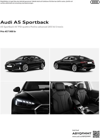 Erbjudanden av Bilar och Motor i Stockholm | Audi A5 Sportback de Audi | 2024-11-21 - 2025-11-21